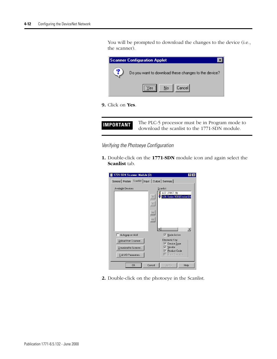 Verifying the photoeye configuration -12, Verifying the photoeye configuration | Rockwell SoniCrafter DEVICENET 1771-SDN User Manual | Page 64 / 139