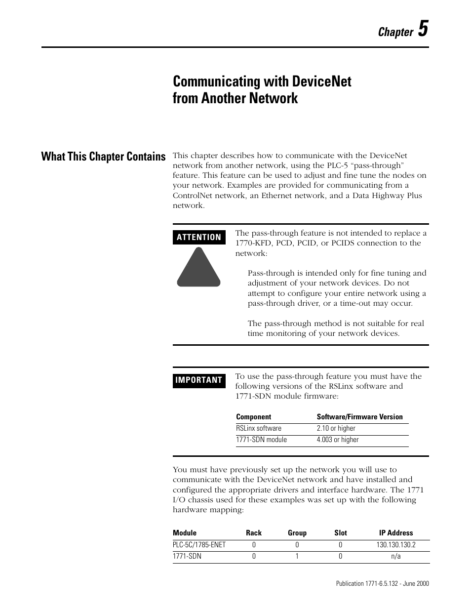 What this chapter contains, Rs 5 a, Chapter 5 | Communicating with devicenet from another network, What this chapter contains -1, Chapter | Rockwell SoniCrafter DEVICENET 1771-SDN User Manual | Page 71 / 139