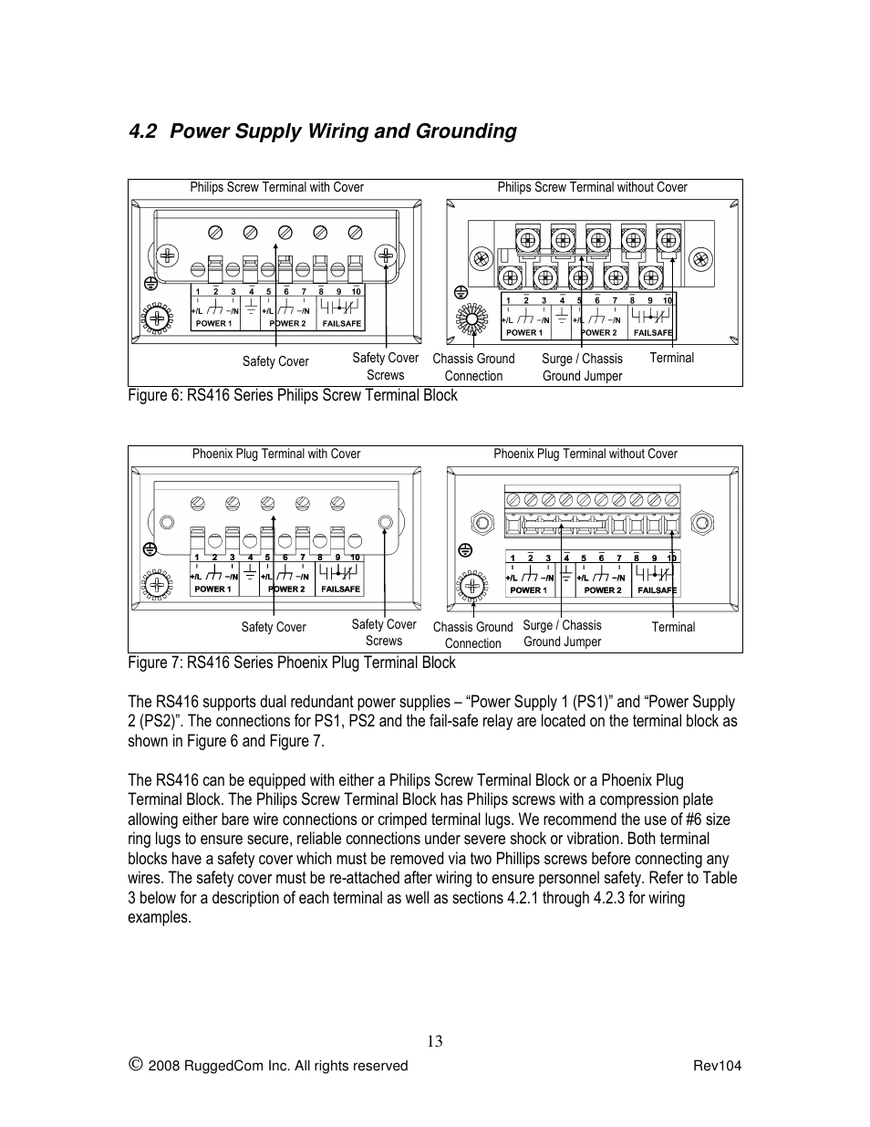 2 power supply wiring and grounding | Rugged Outback RS416 User Manual | Page 13 / 36