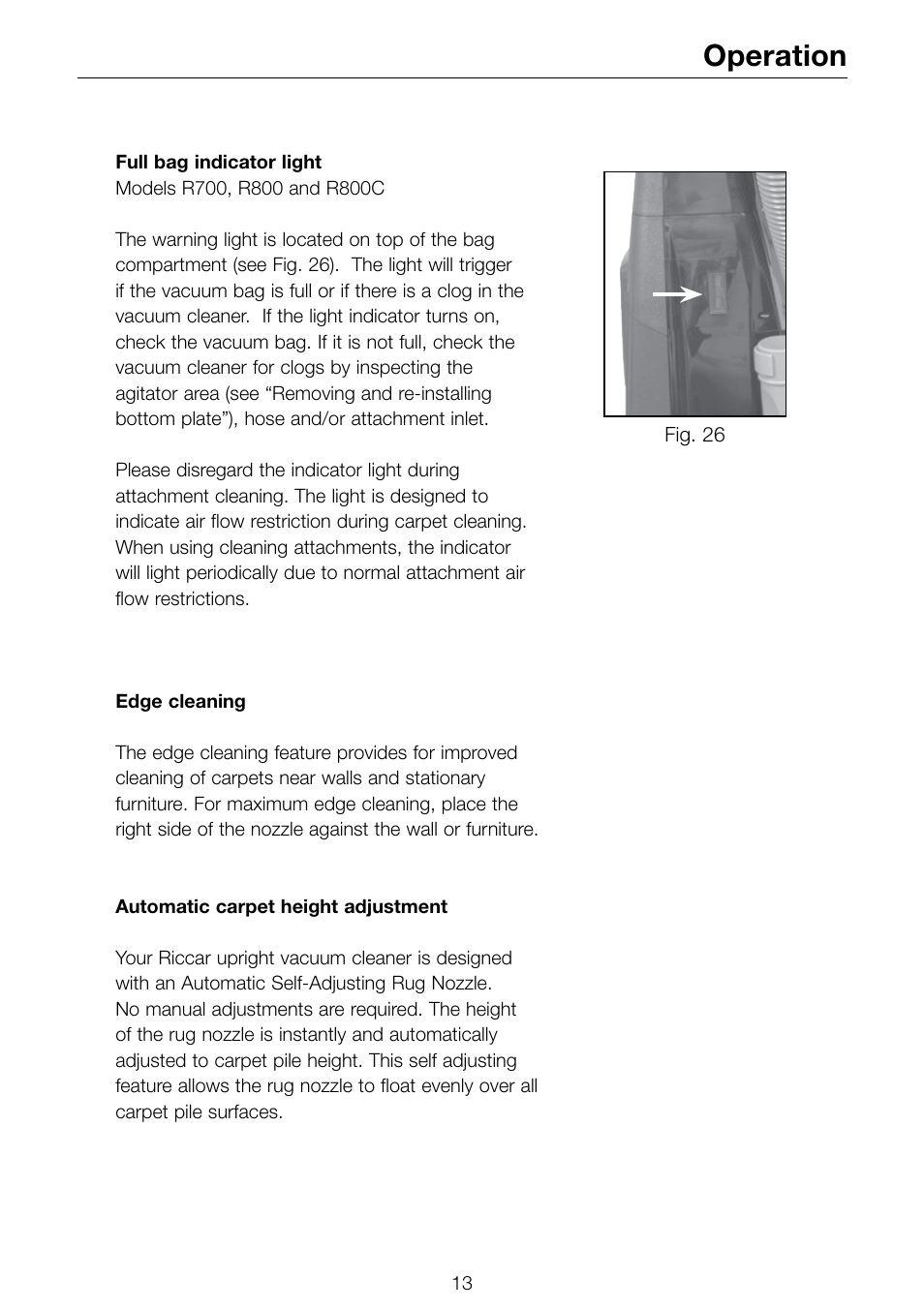 Operation | Riccar R-SERIES R500 R800 User Manual | Page 14 / 19