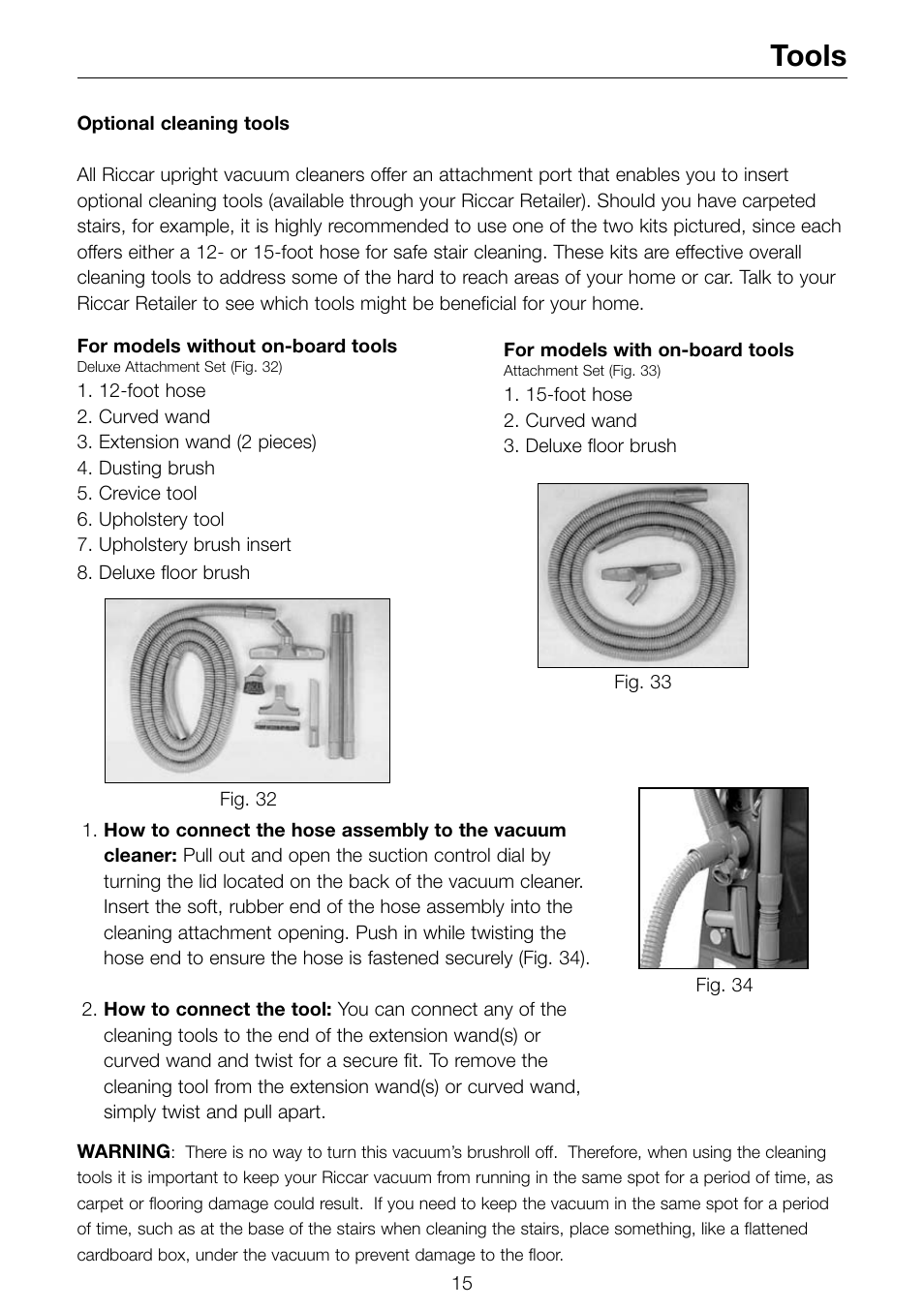Tools | Riccar R-SERIES R500 R800 User Manual | Page 16 / 19