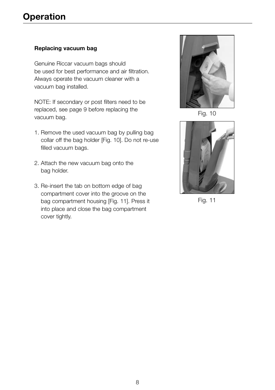 Operation | Riccar R-SERIES R500 R800 User Manual | Page 9 / 19