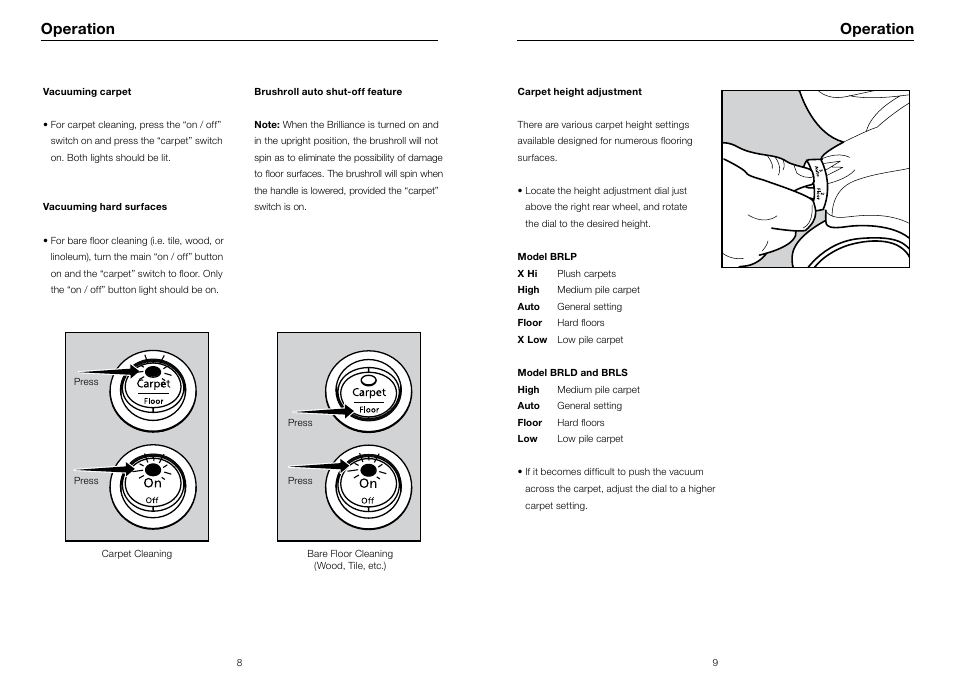 Operation | Riccar BRILLIANCE BRLP User Manual | Page 6 / 17