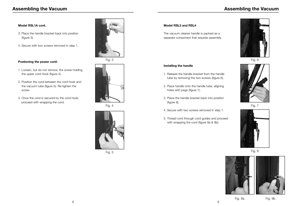 Assembling the vacuum | Riccar SUPRALITE RSL3 User Manual | Page 5 / 11