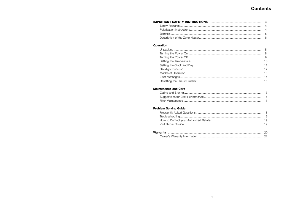 Riccar SUMMER BREEZE RSBH-C User Manual | Page 2 / 13