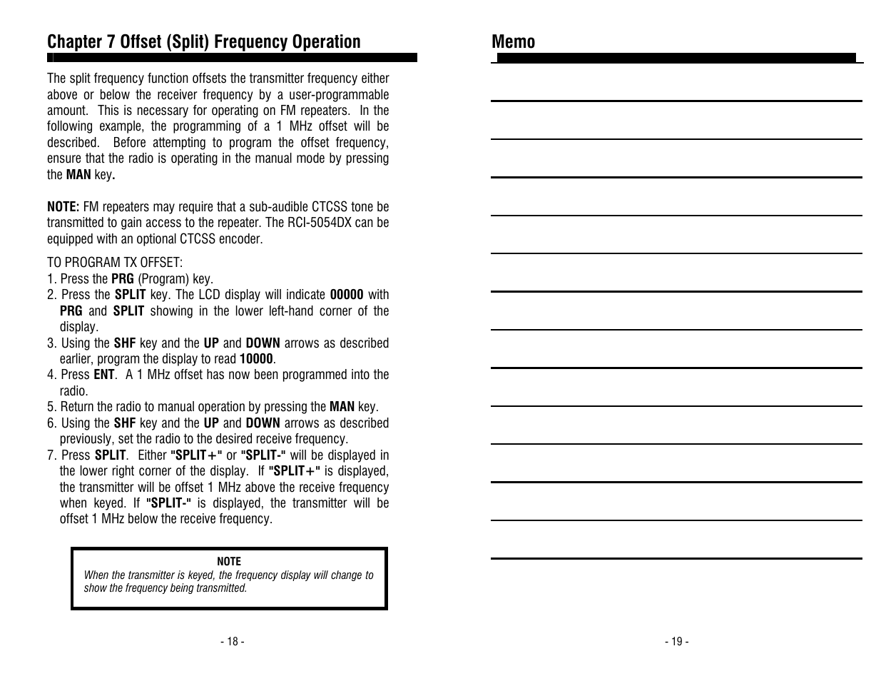 Chapter 7 offset (split) frequency operation | Ranger RCI-5054DX User Manual | Page 10 / 11