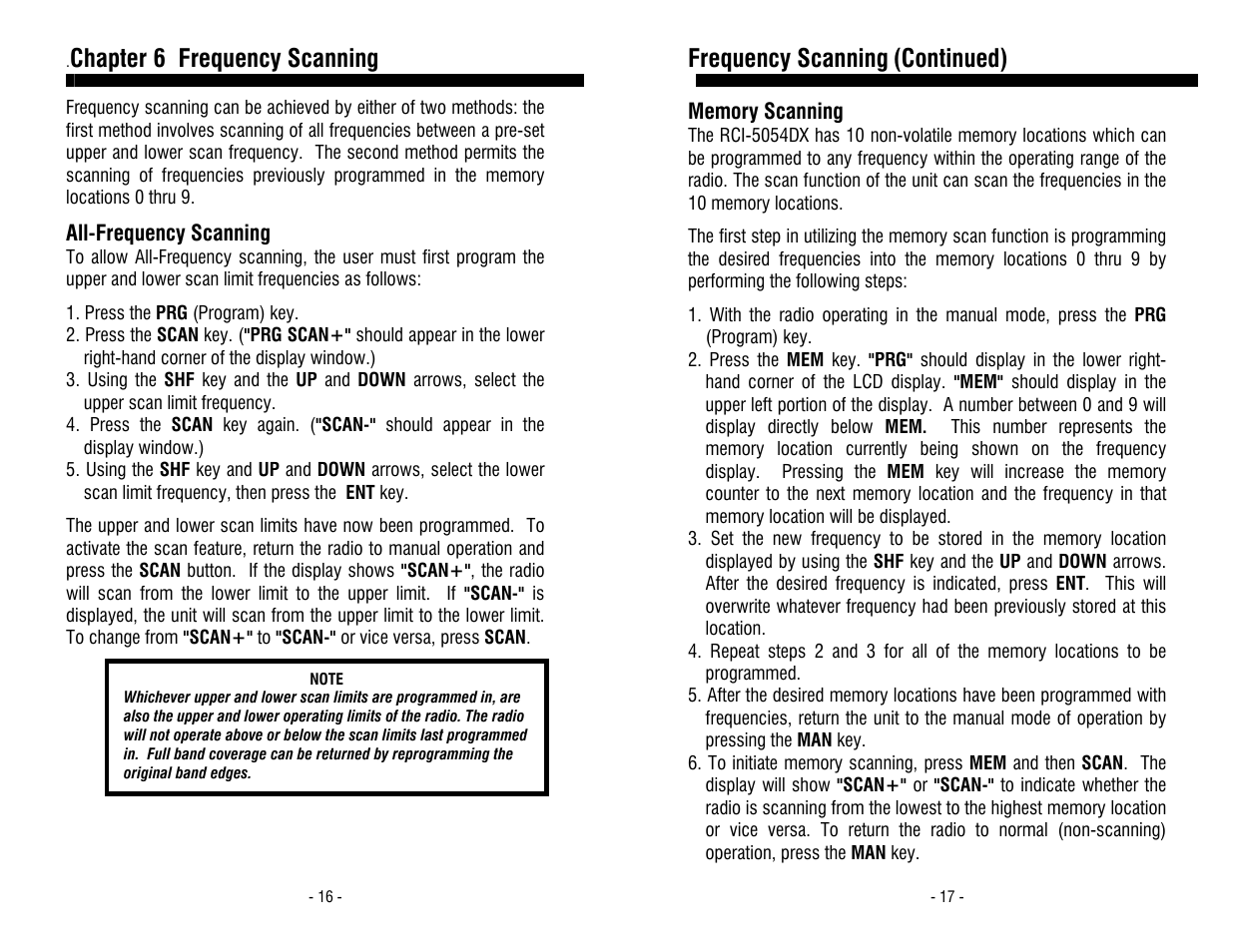 Chapter 6 frequency scanning, Frequency scanning, Continued) | Ranger RCI-5054DX User Manual | Page 9 / 11