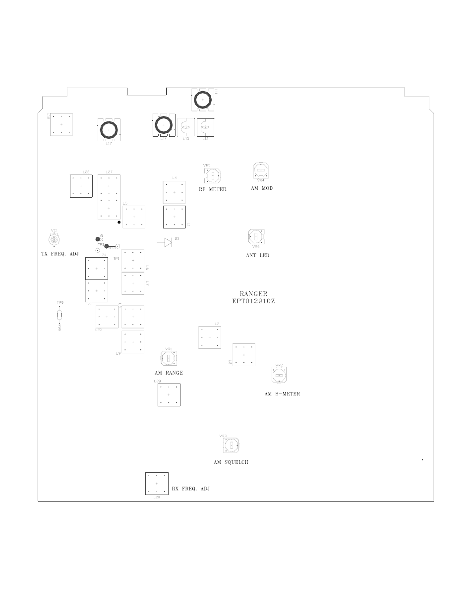 Tr-127gk/dx main pcb adjustment location | Ranger TR-127GK/DX User Manual | Page 15 / 29