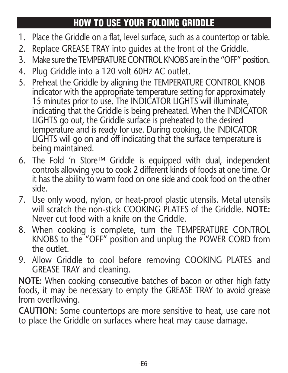 Rival GRF405 User Manual | Page 6 / 20