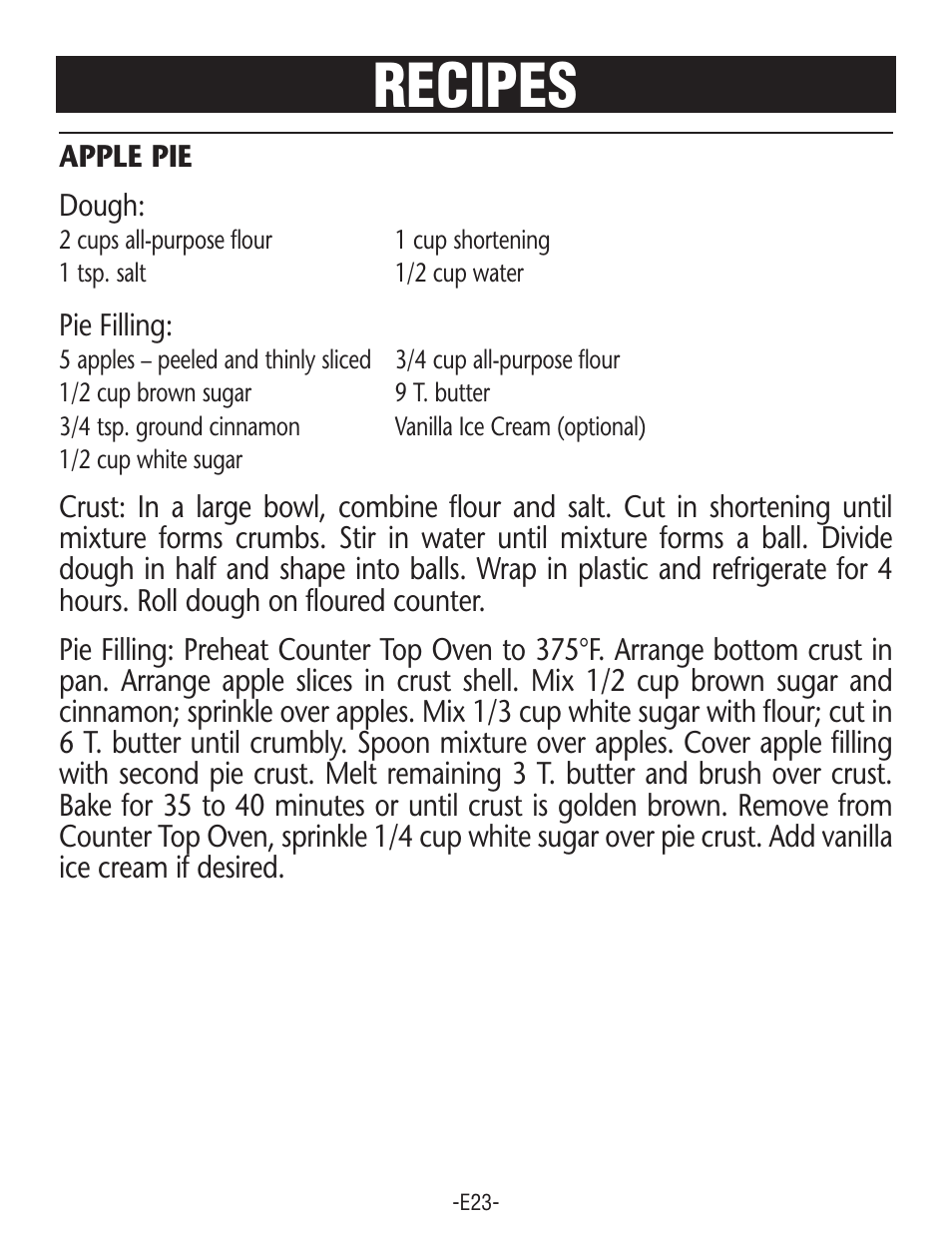Recipes | Rival CO602 User Manual | Page 23 / 24