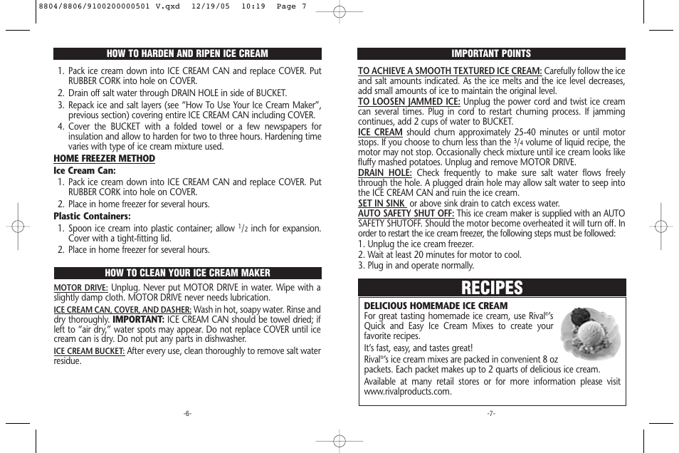Recipes | Rival 8806 User Manual | Page 4 / 8