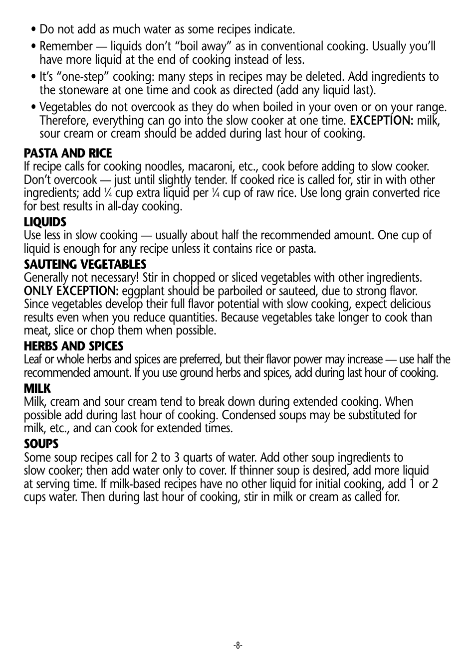 Cup extra liquid per | Rival 3855 User Manual | Page 8 / 14