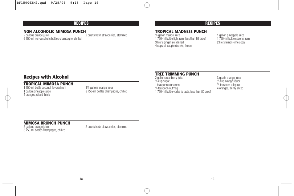 Recipes with alcohol, Tropical madness punch, Tropical mimosa punch | Rival BF150 User Manual | Page 10 / 12