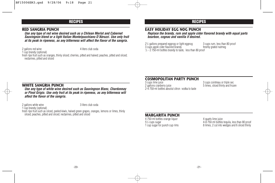 Easy holiday egg nog punch | Rival BF150 User Manual | Page 11 / 12