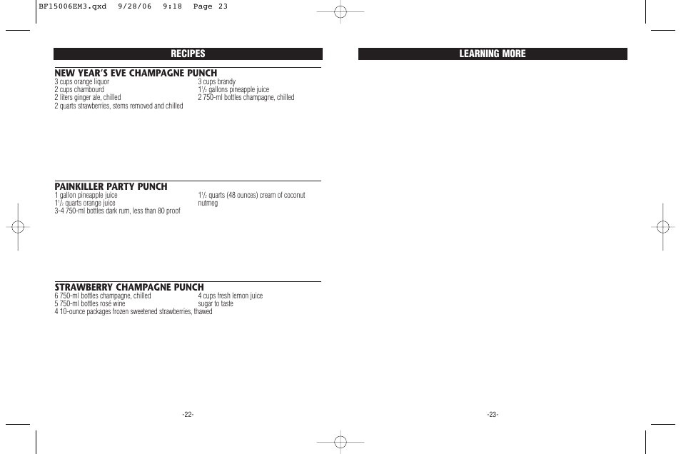 New year’s eve champagne punch | Rival BF150 User Manual | Page 12 / 12