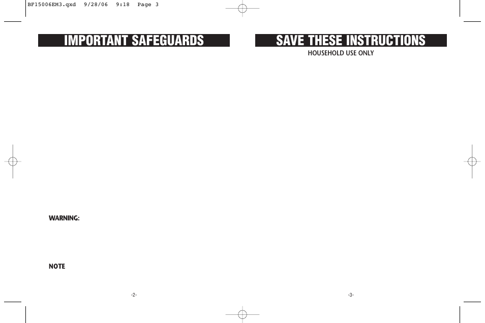 Important safeguards, Save these instructions | Rival BF150 User Manual | Page 2 / 12