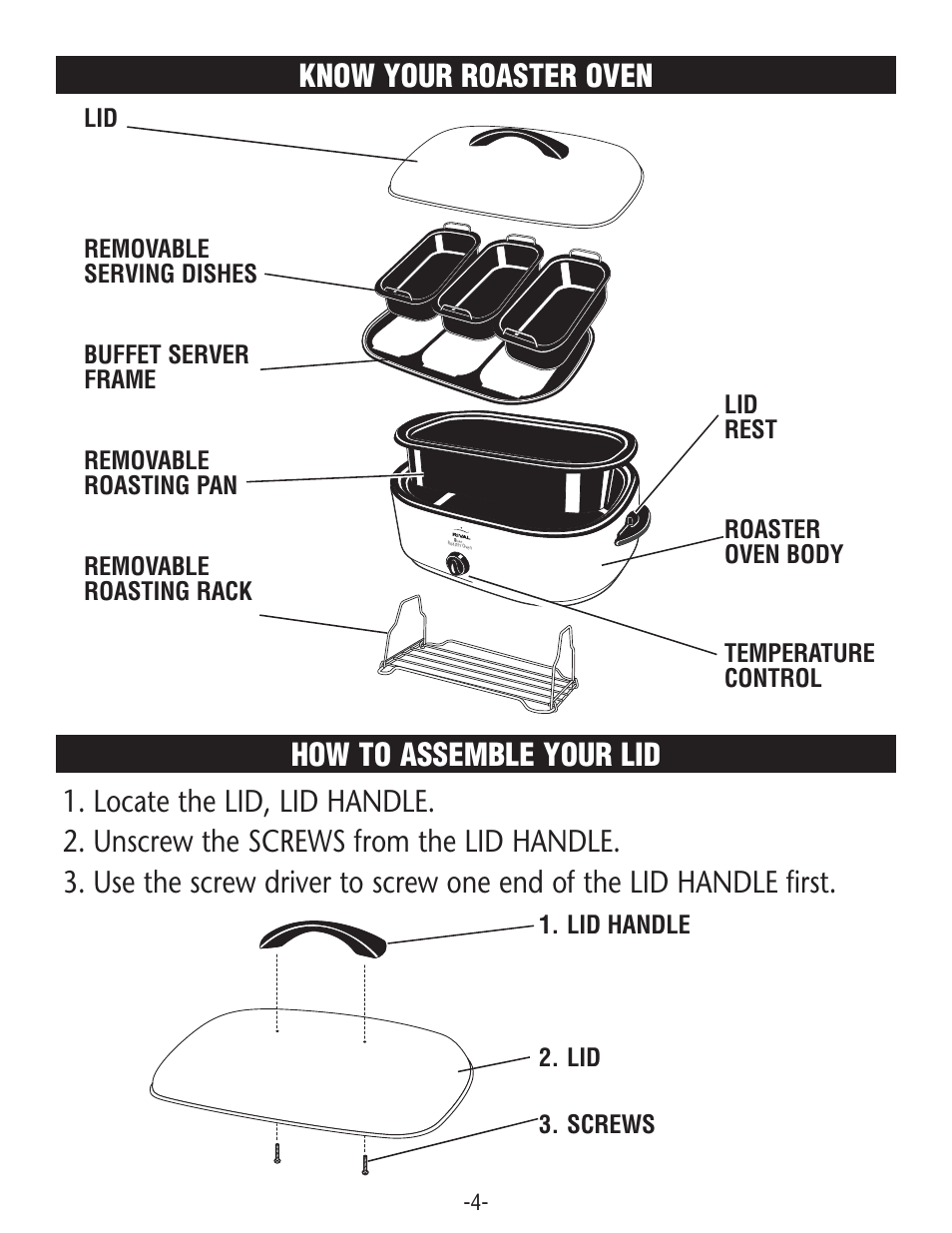 Know your roaster oven | Rival R0180BR-C User Manual | Page 4 / 16
