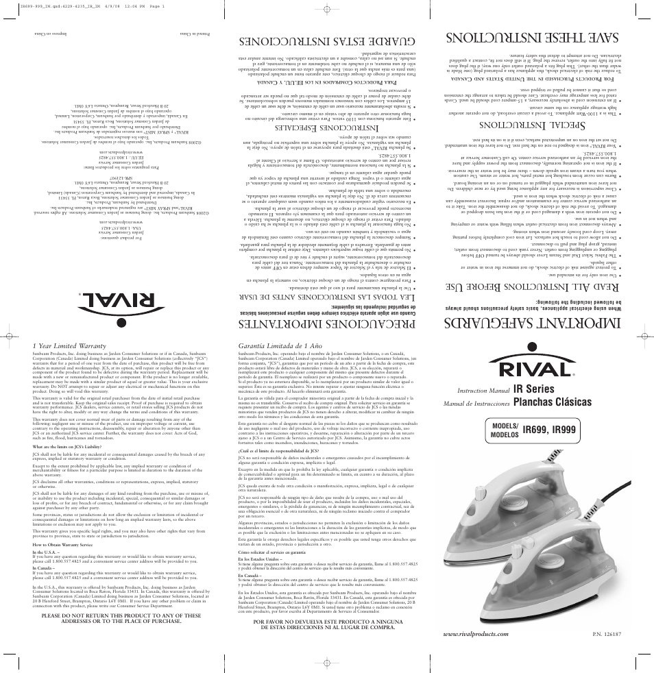 Rival IR699 User Manual | 2 pages