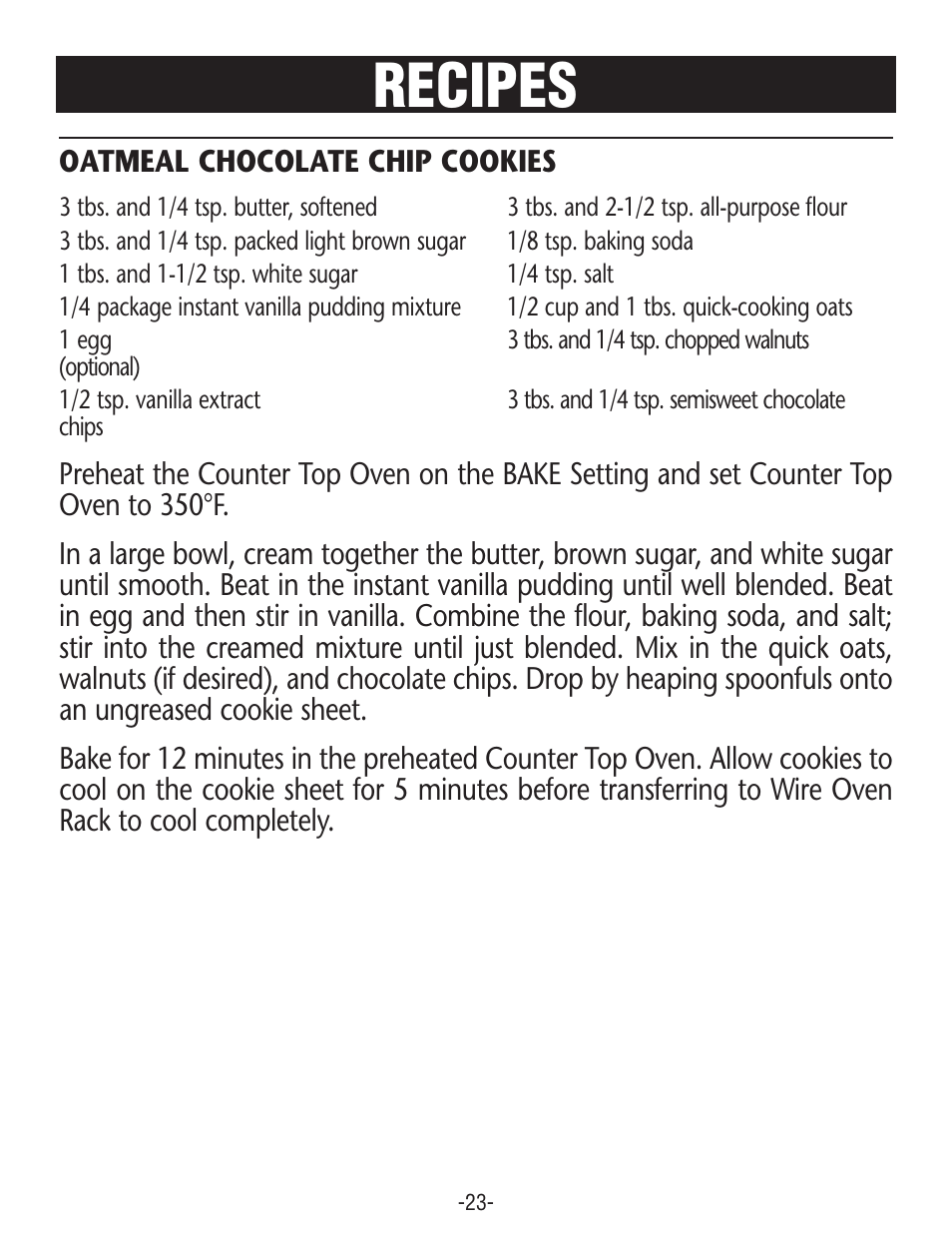 Recipes | Rival CO606 User Manual | Page 23 / 28