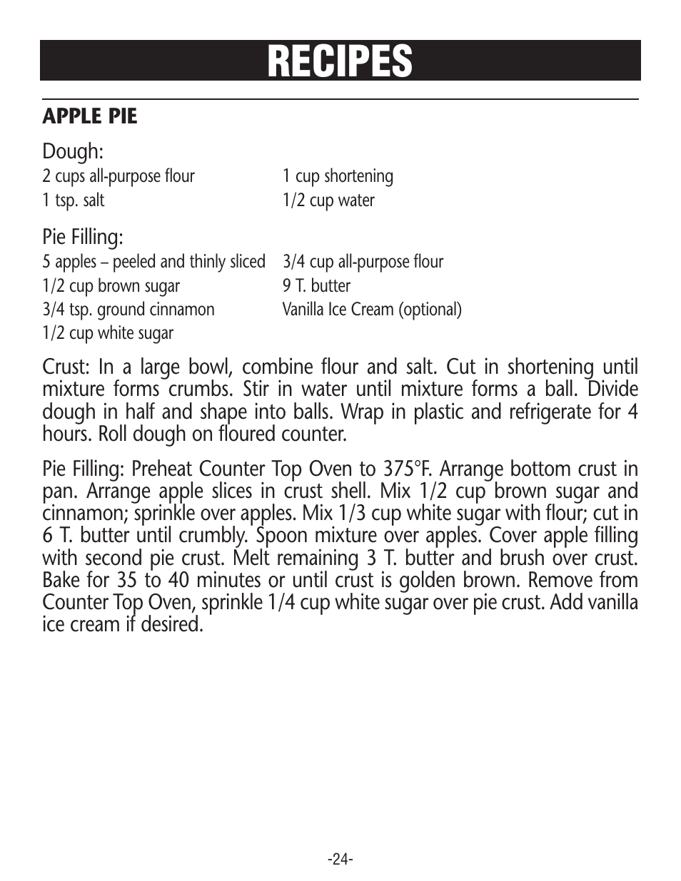 Recipes | Rival CO606 User Manual | Page 24 / 28