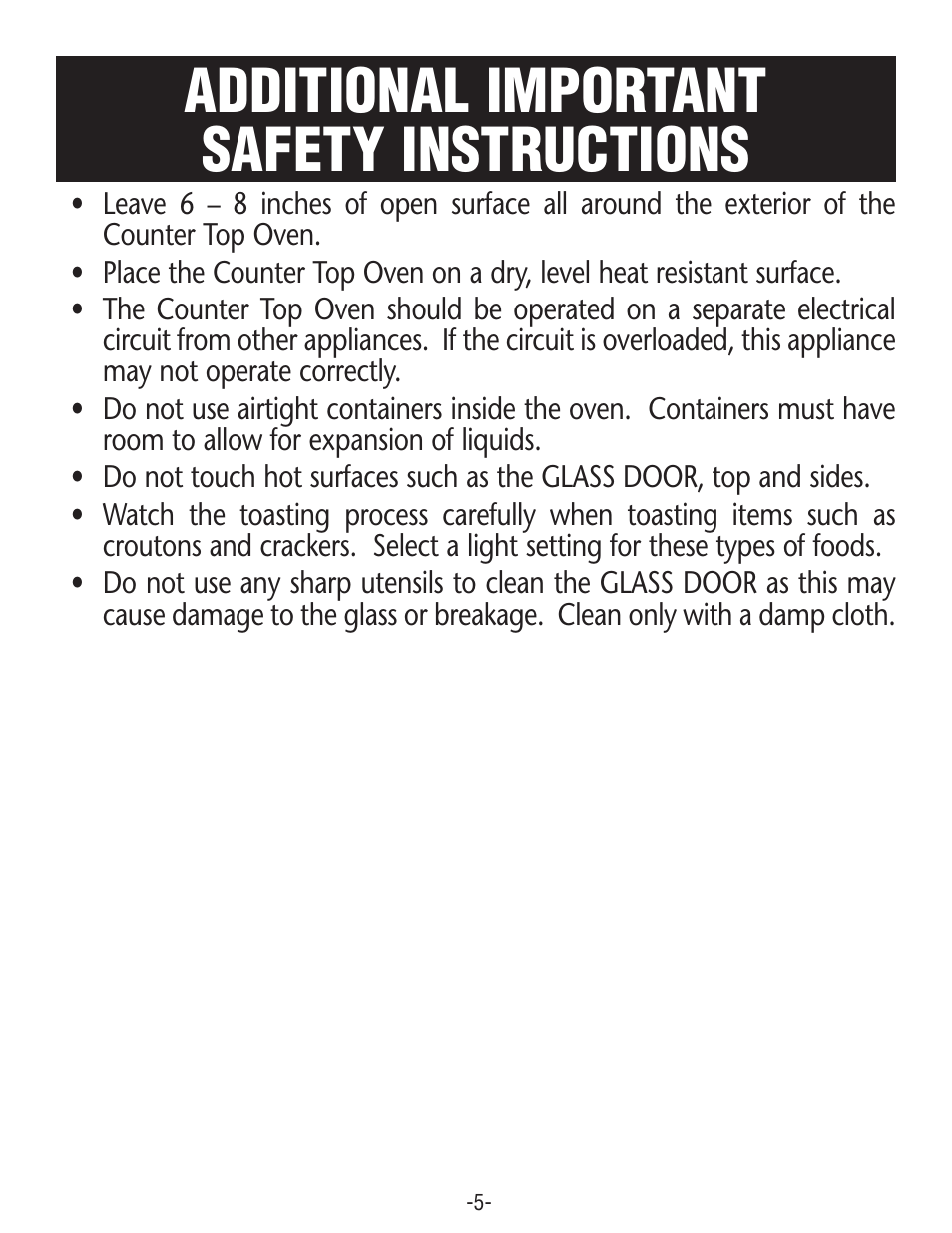 Additional important safety instructions | Rival CO606 User Manual | Page 5 / 28