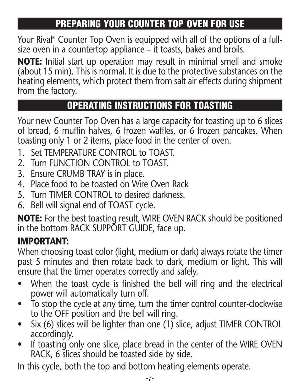 Rival CO606 User Manual | Page 7 / 28