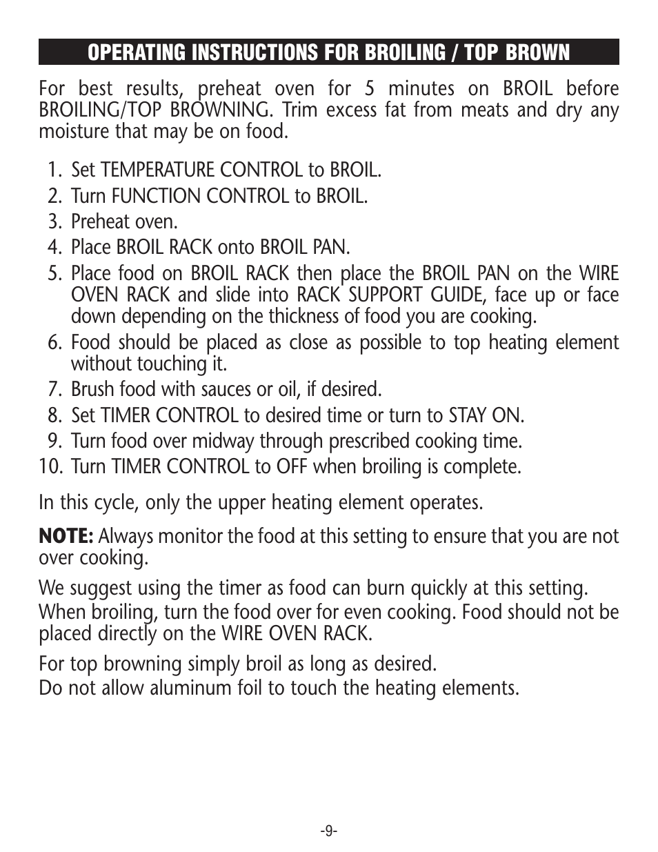 Rival CO606 User Manual | Page 9 / 28