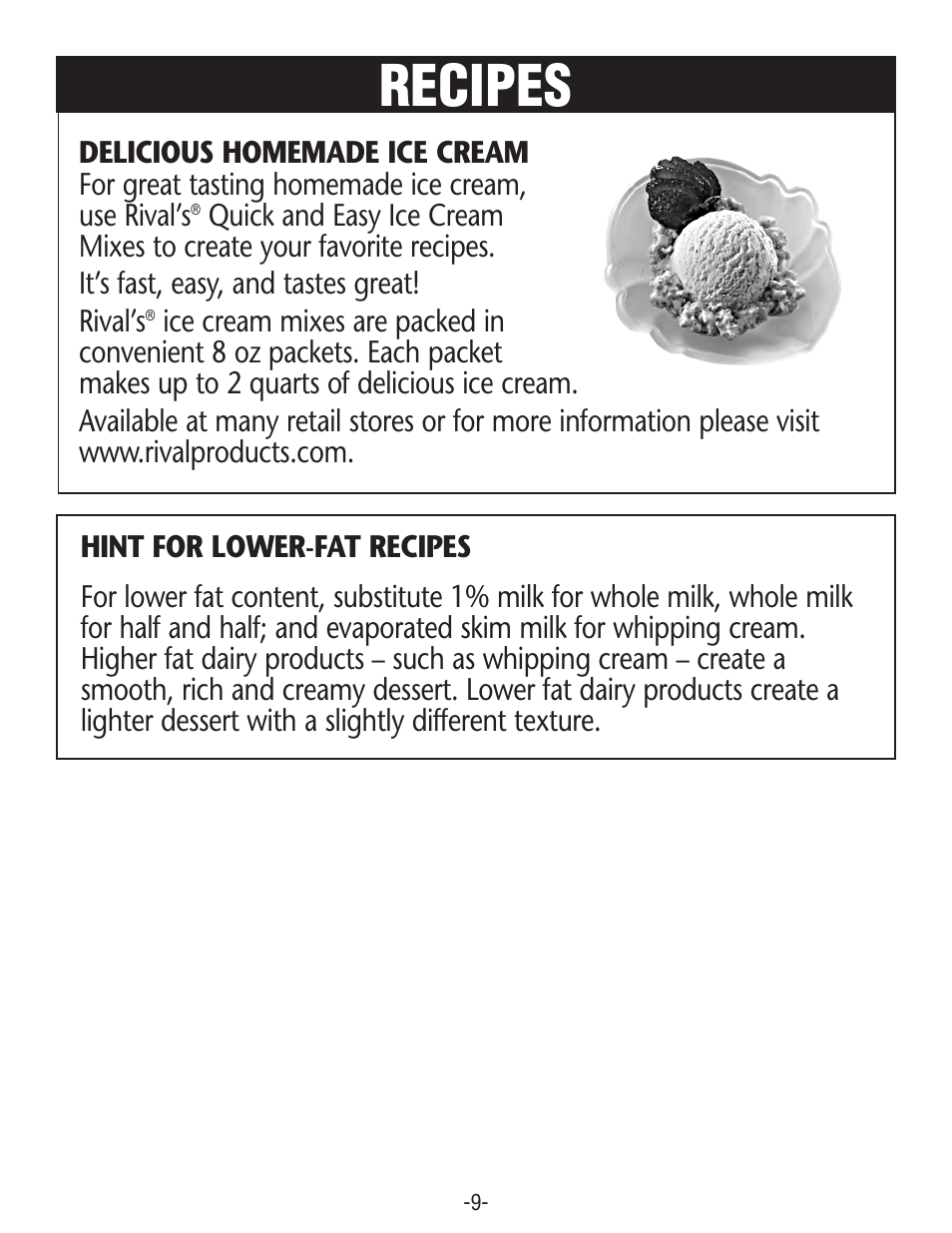 Recipes | Rival GC8151 User Manual | Page 9 / 20
