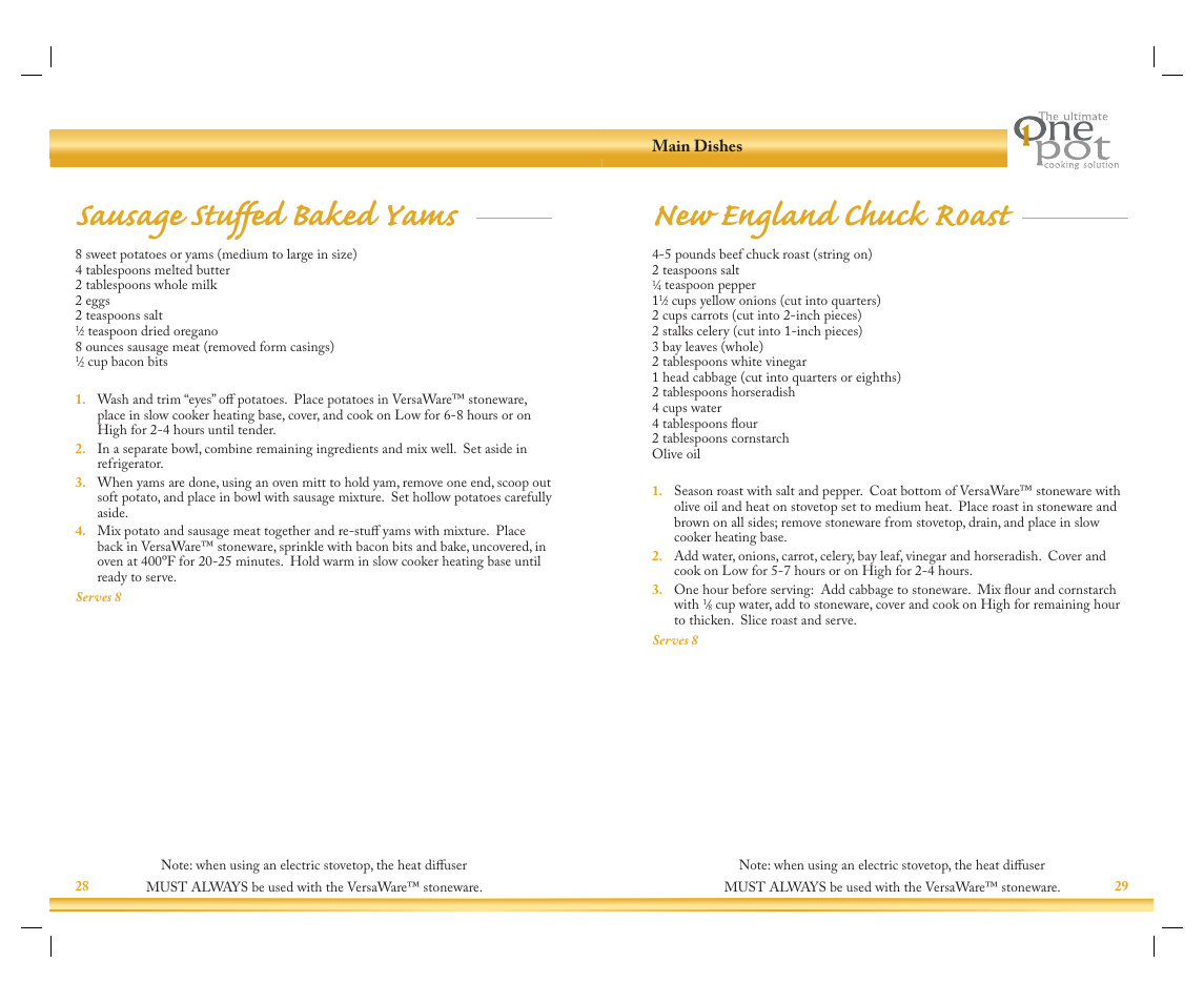 Sausage stuffed baked yams, New england chuck roast | Rival Slow Cooker User Manual | Page 16 / 33