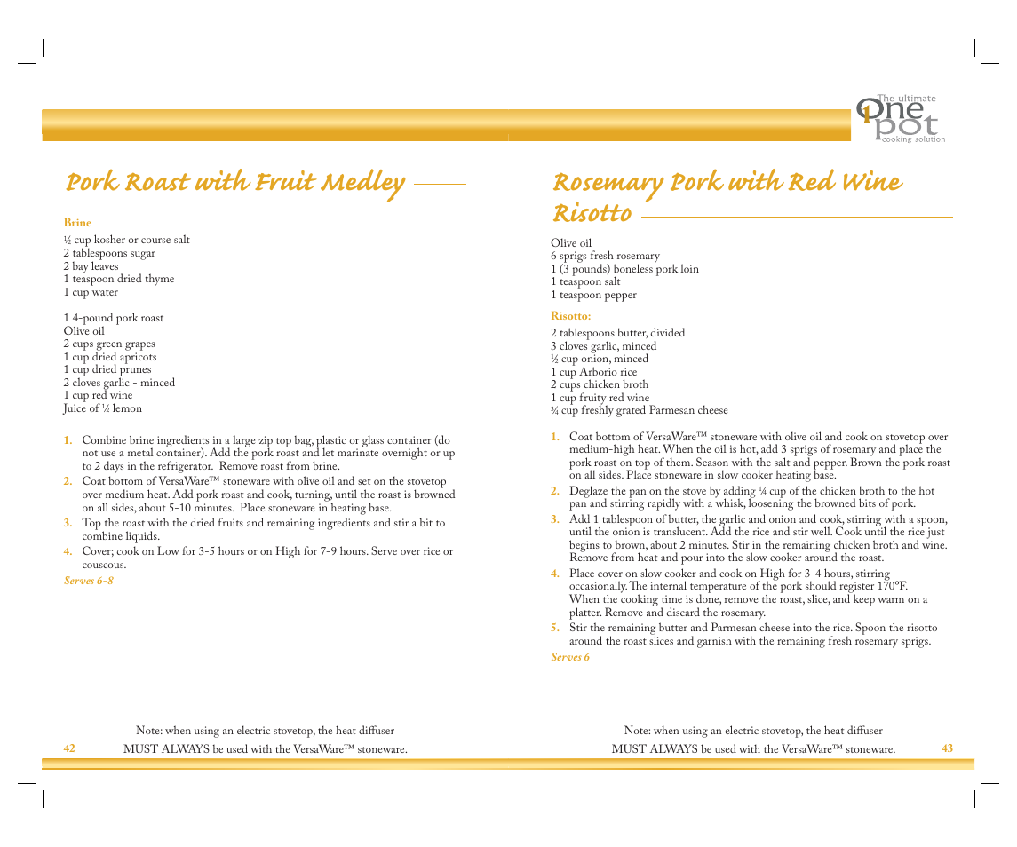 Pork roast with fruit medley, Rosemary pork with red wine risotto | Rival Slow Cooker User Manual | Page 23 / 33