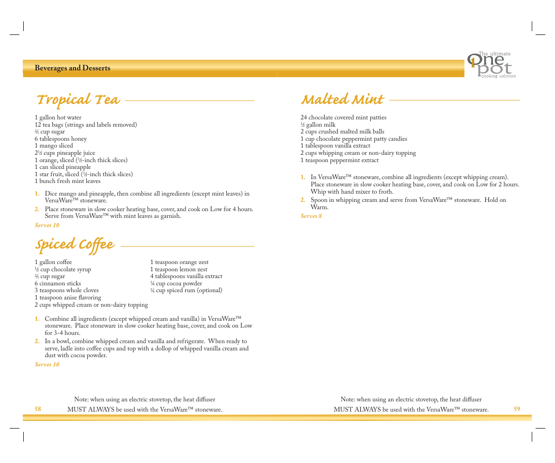 Tropical tea, Spiced coffee, Malted mint | Rival Slow Cooker User Manual | Page 31 / 33