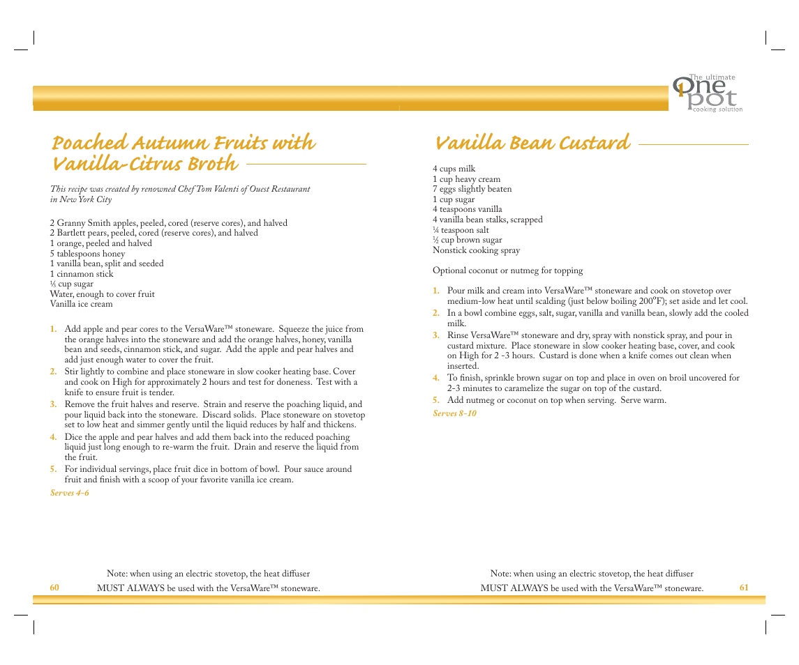 Poached autumn fruits with vanilla-citrus broth, Vanilla bean custard | Rival Slow Cooker User Manual | Page 32 / 33