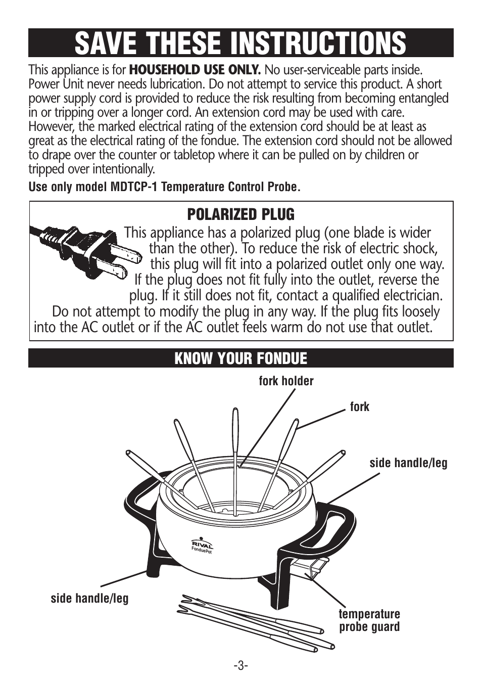 Save these instructions | Rival FD350S CN User Manual | Page 3 / 14