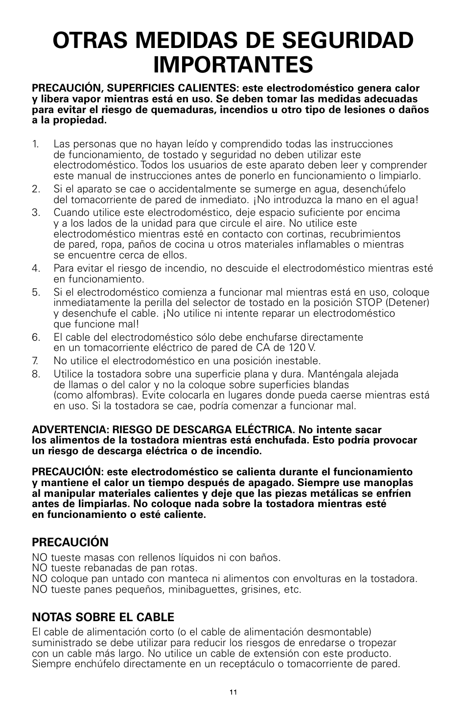 Otras medidas de seguridad importantes | Rival 16042 User Manual | Page 10 / 15