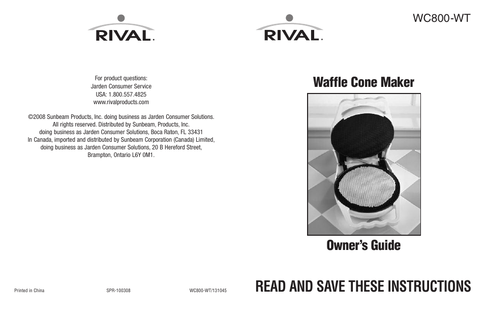 Rival WC800-WT User Manual | 6 pages