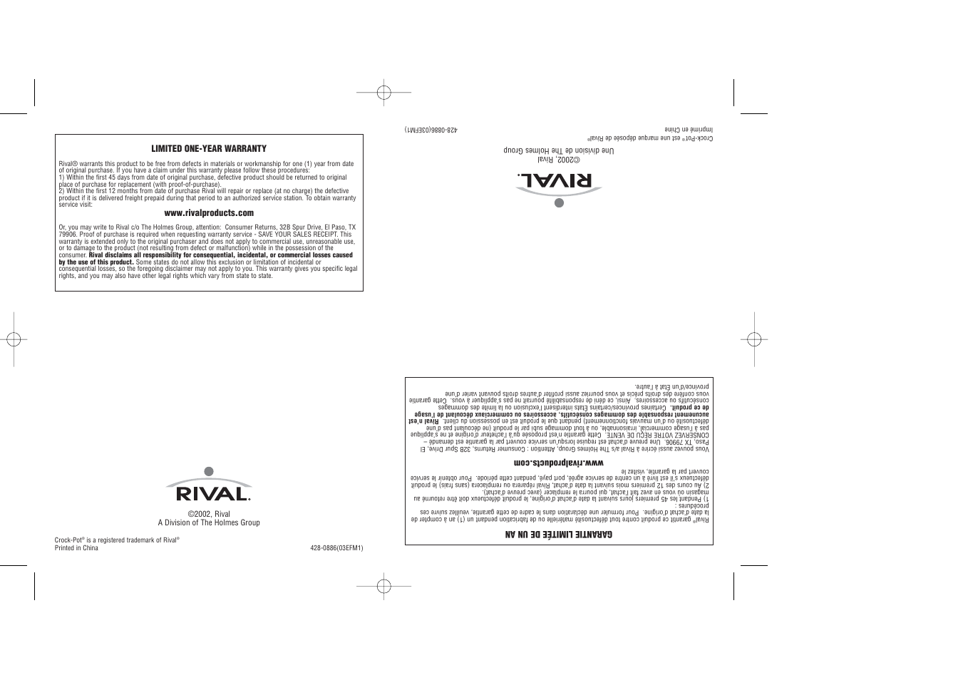 Rival Slow Cookers User Manual | Page 11 / 11