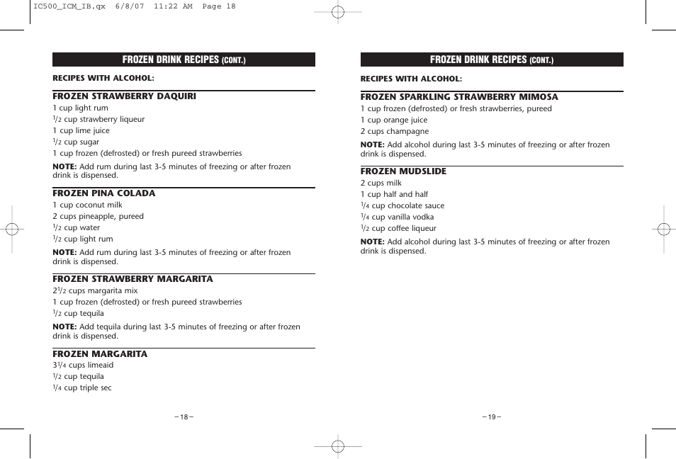 Frozen drink recipes | Rival IC500 User Manual | Page 10 / 12