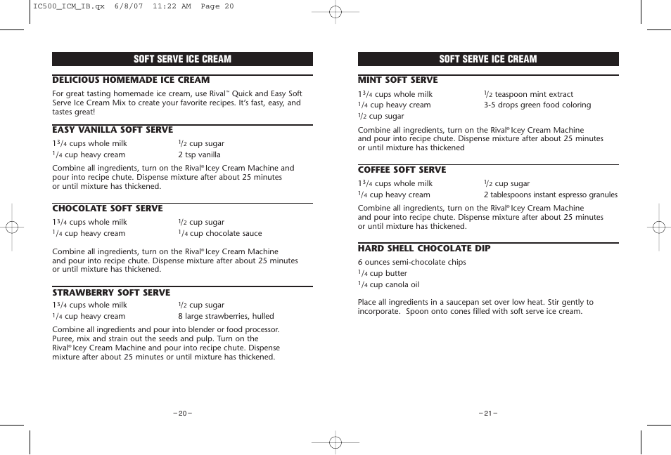 Soft serve ice cream | Rival IC500 User Manual | Page 11 / 12