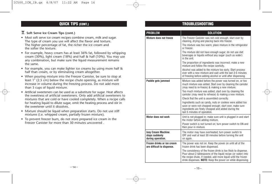 Quick tips, Troubleshooting | Rival IC500 User Manual | Page 8 / 12