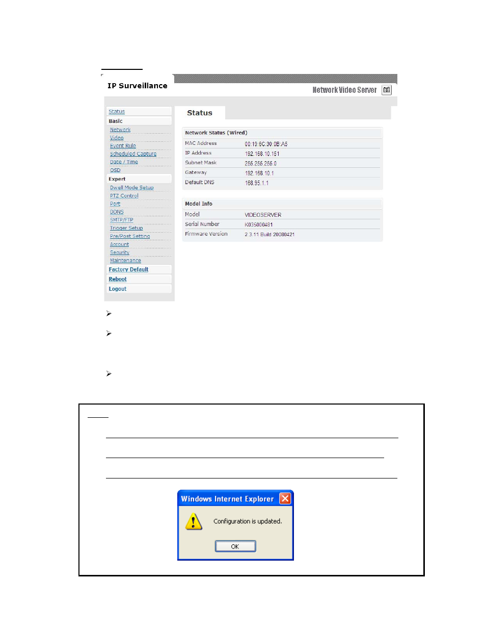 Status | RF-Link AWS-5832-VSR User Manual | Page 22 / 54