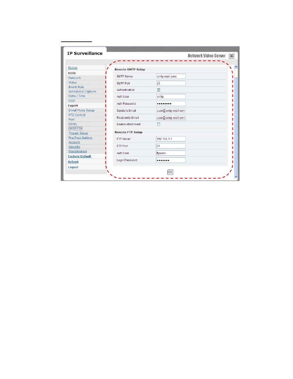Smtp/ftp | RF-Link AWS-5832-VSR User Manual | Page 39 / 54