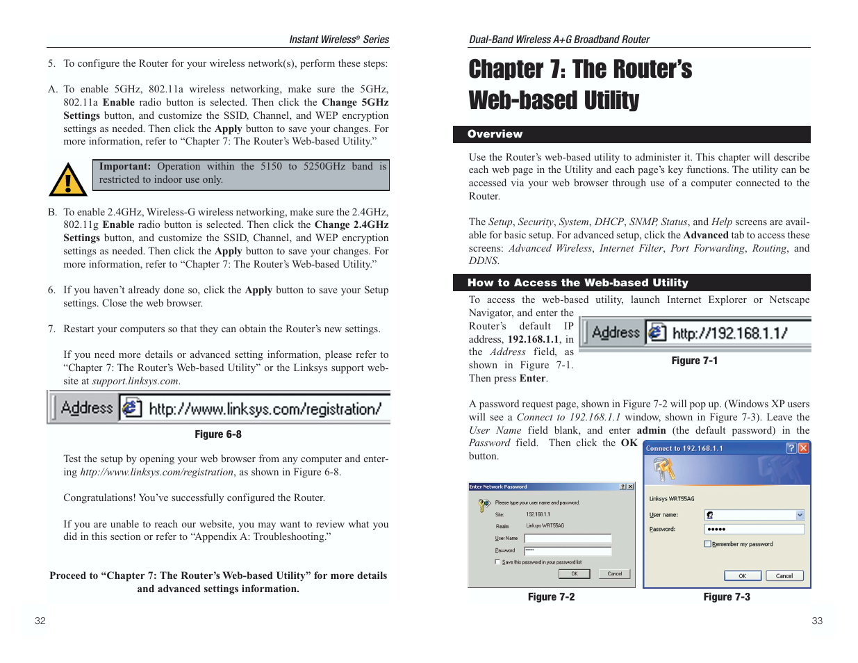 Chapter 7: the router’s web-based utility | RF-Link WRT55AG User Manual | Page 20 / 62