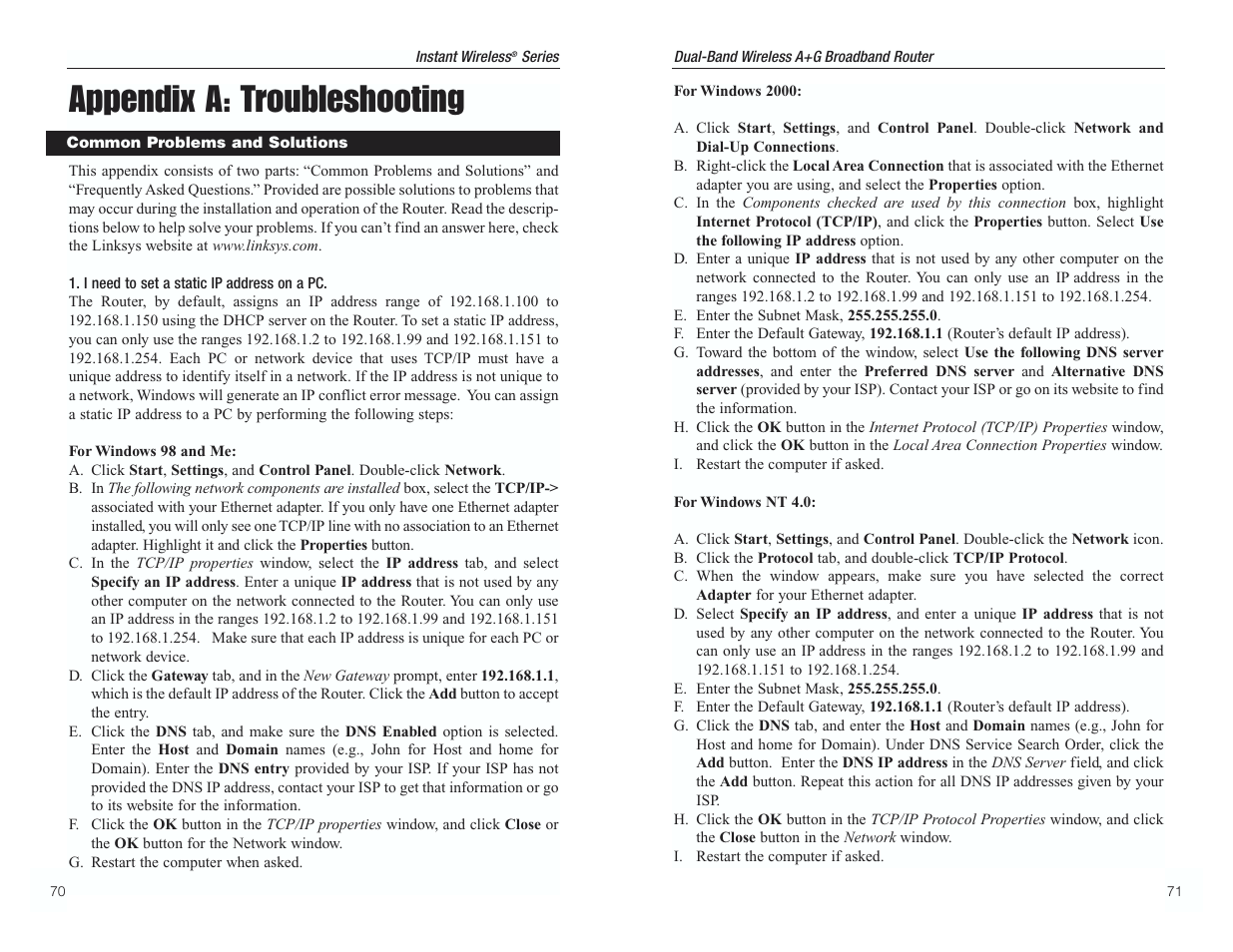 Appendix a: troubleshooting | RF-Link WRT55AG User Manual | Page 39 / 62