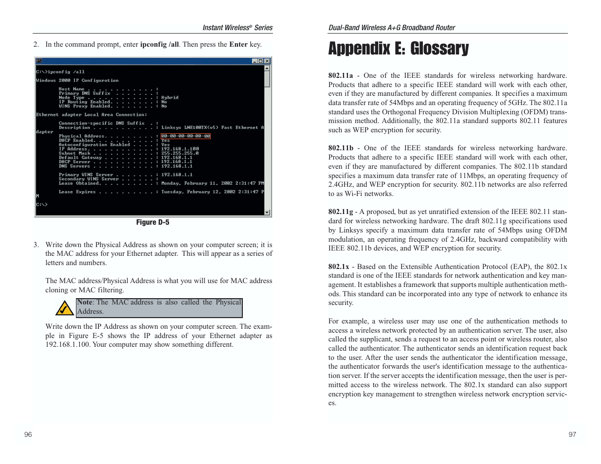 Appendix e: glossary | RF-Link WRT55AG User Manual | Page 52 / 62