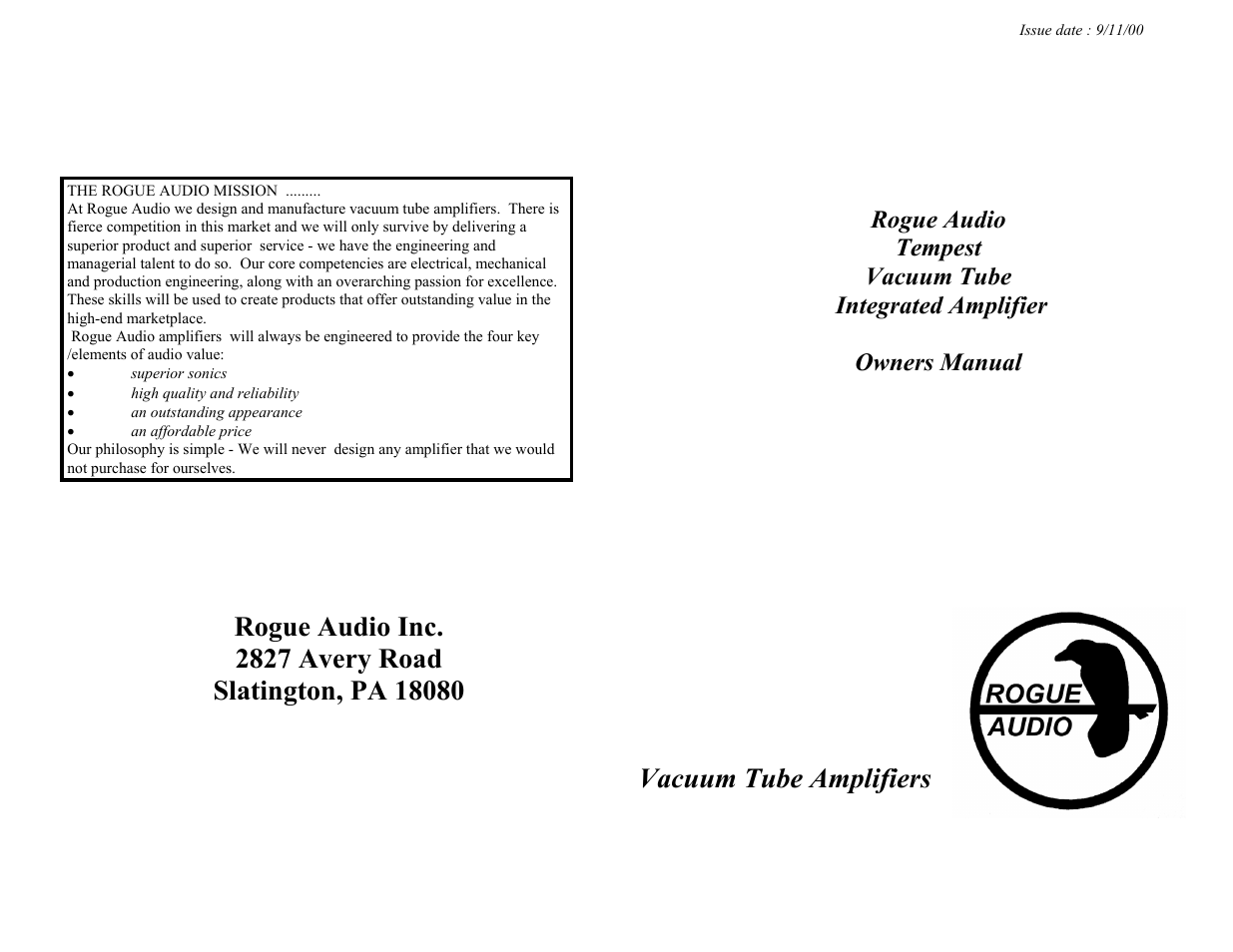 Vacuum tube amplifiers | Rogue Audio Tempest Vacuum Tube Integrated Amplifier User Manual | Page 16 / 16