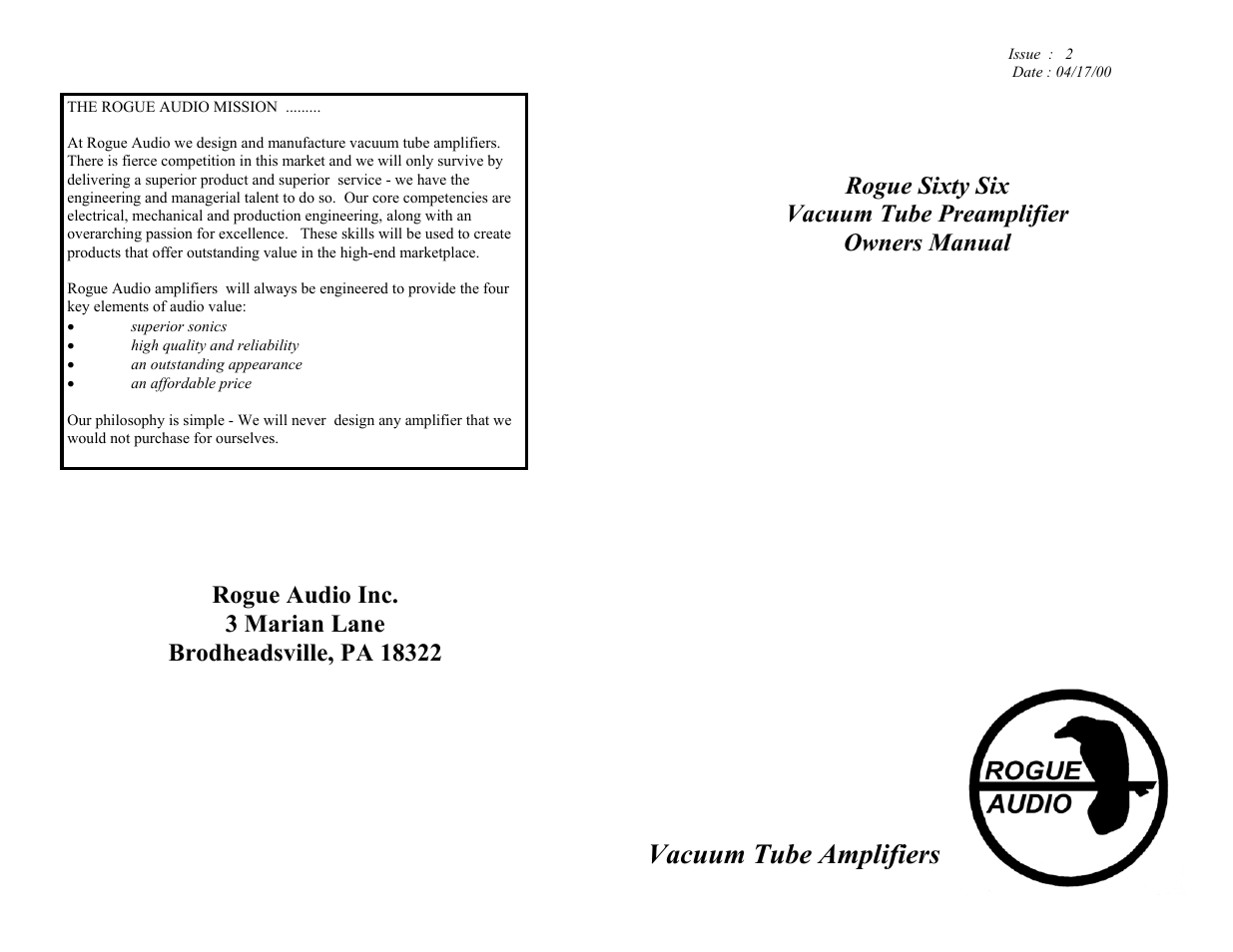 Vacuum tube amplifiers | Rogue Audio Rogue Sixty Six User Manual | Page 12 / 12