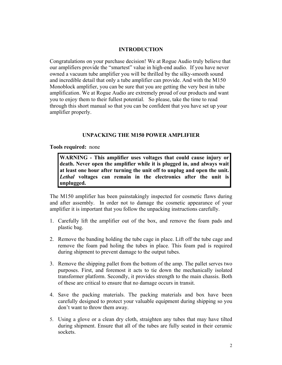 Rogue Audio M-150 User Manual | Page 3 / 10