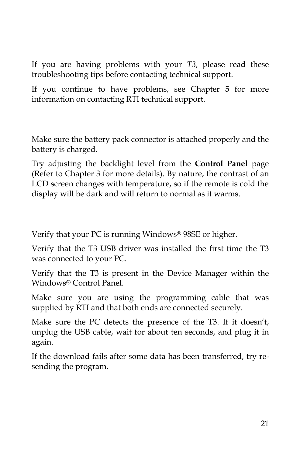 Chapter 4. troubleshooting | Remote Technologies IR-PRO T3 User Manual | Page 28 / 34