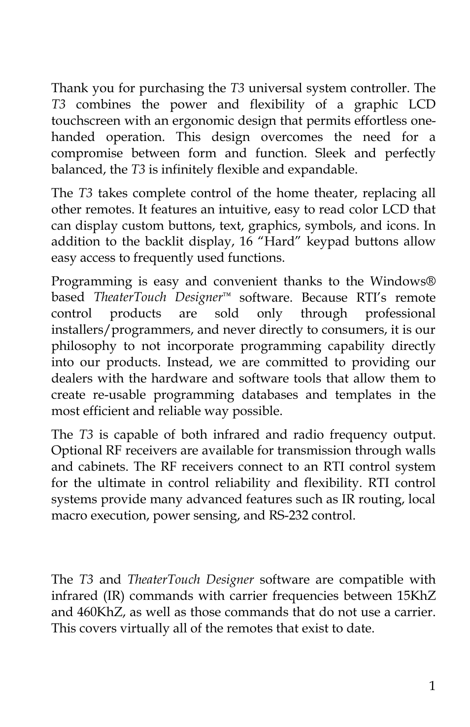 Chapter 1. welcome | Remote Technologies IR-PRO T3 User Manual | Page 8 / 34