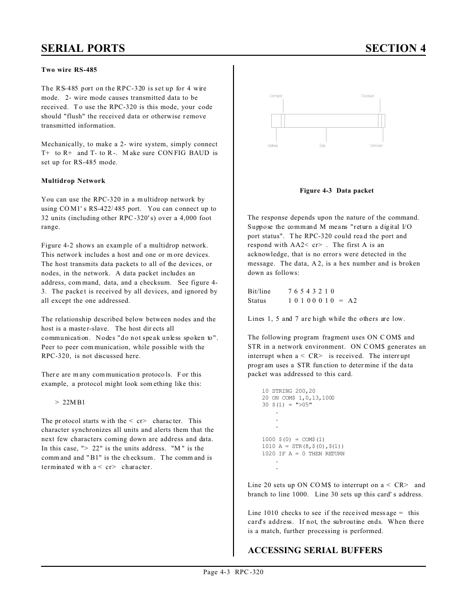 Accessing serial buffers | Remote Technologies RPC-320 User Manual | Page 17 / 51